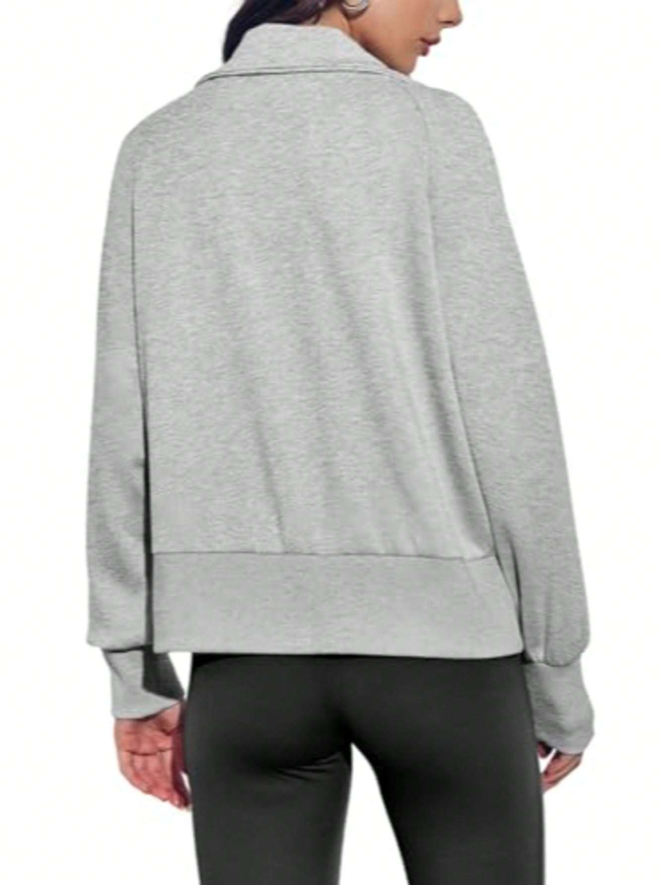 Fisoew Women's Zip Up Sweatshirt Collared Neck Long Sleeve Loose Casual Lightweight Jacket With Pockets - Image 7