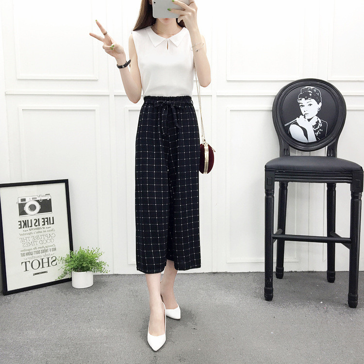 Casual Wide-leg Pants Black And White Striped Pants — изображение 5