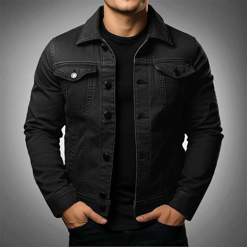 Men's Jacket Denim Coat Tooling Solid Color Thick Coat - Image 3