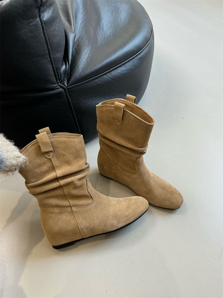 French Retro Autumn And Winter New Frosted High Sleeve Western Cowboy Boot Women - Image 3