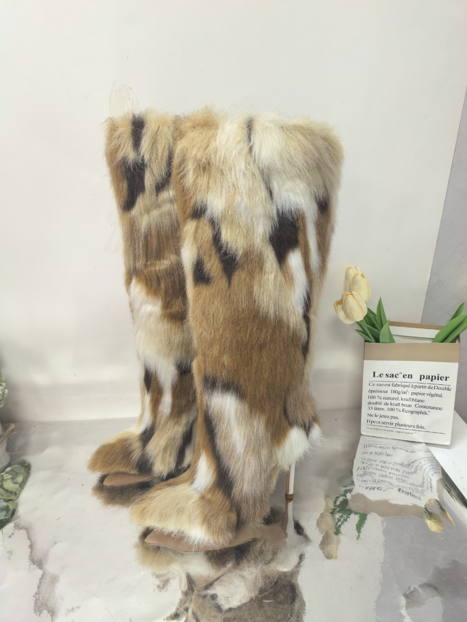 High Heel Fur Boots Fur Boots High Tube Stiletto Heel Fur Boots - Image 6