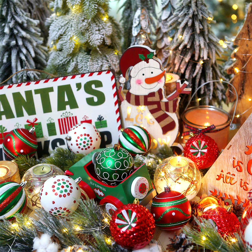 Electroplating Hand-painted Plastic Ball Christmas Tree Decoration Pendant