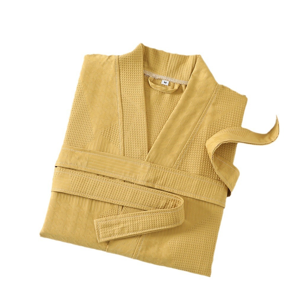 Cotton Single-layer Yarn Bathrobe Spring Summer Cropped Sleeves Mid-length Bathrobe — изображение 5