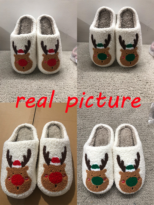 Christmas Shoes Winter Home Slippers Elk Soft Cozy Bedroom Slipper Slip On House Shoes – Bild 10