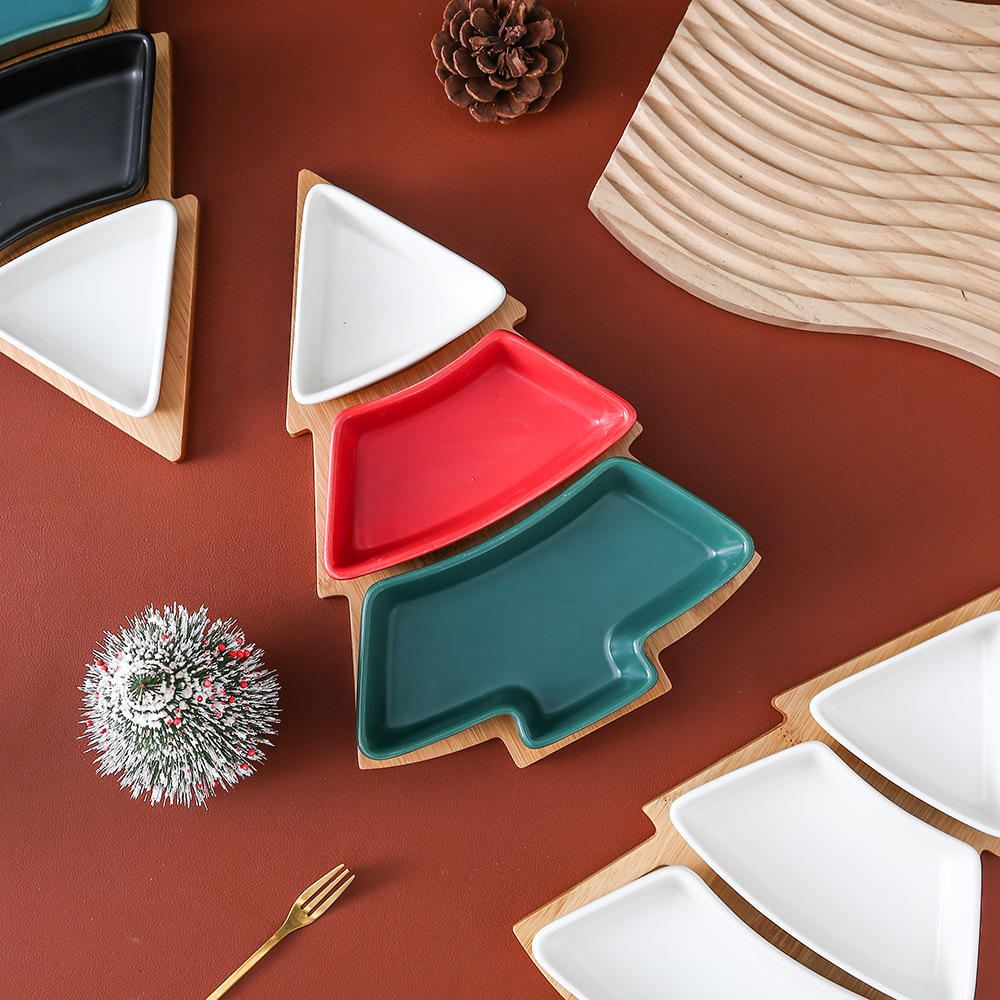 Creative Christmas Tree Ceramic Snack Dish Fruit Candy Plate - Image 2