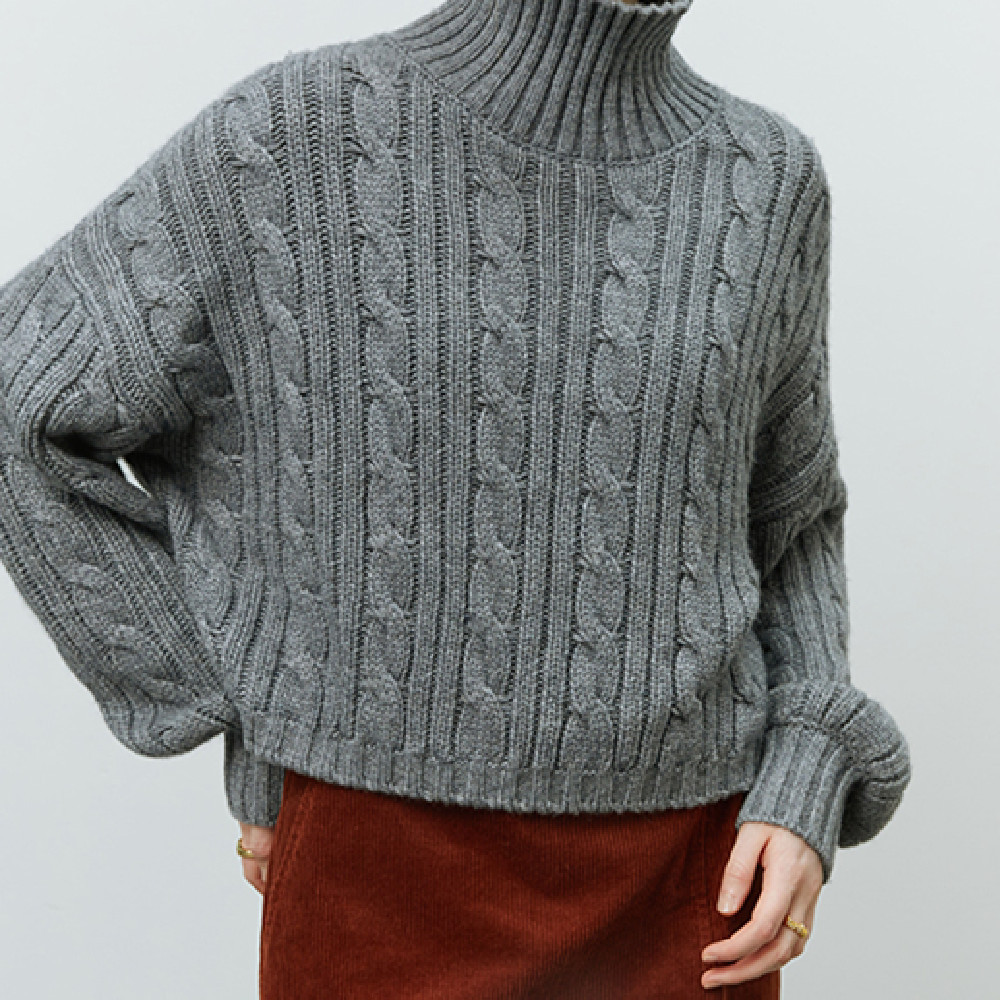 Fried Dough Twists High Neck Sweater For Women In Autumn And Winter – Bild 3