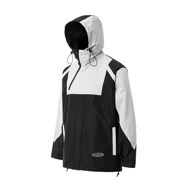 Men's Oversized Hooded Utility Slant Zip Pullover Jacket - Image 2