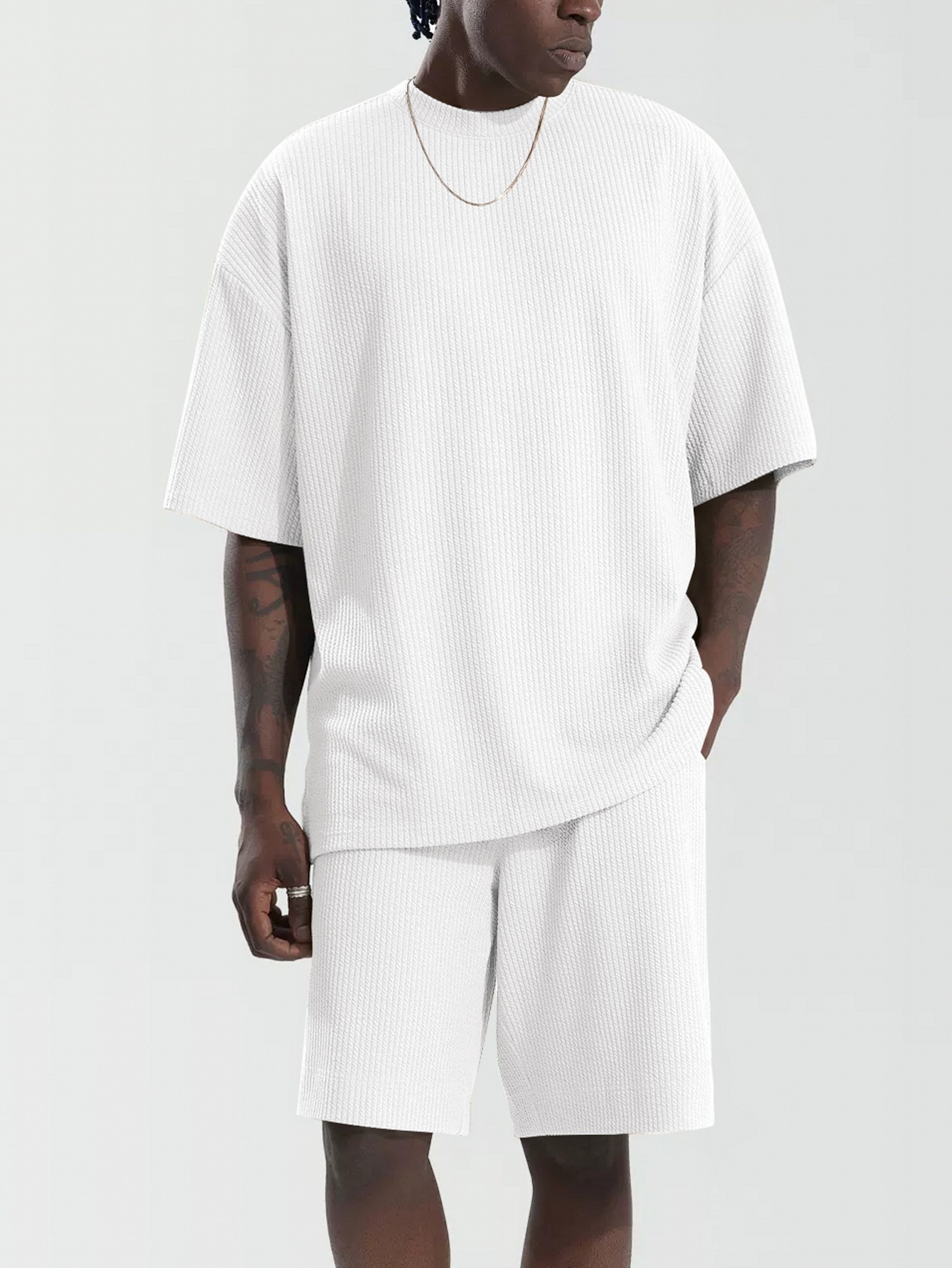 Men's Loose Short Sleeve Suit Sports Casual Texture Suit — изображение 3