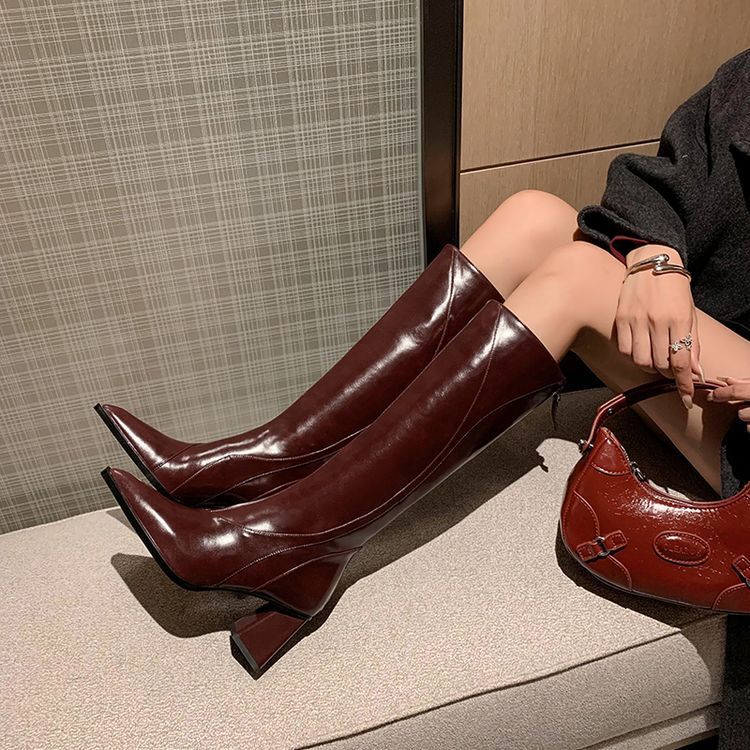 Retro Maillard Tube High Heel Riding Boots – Bild 4