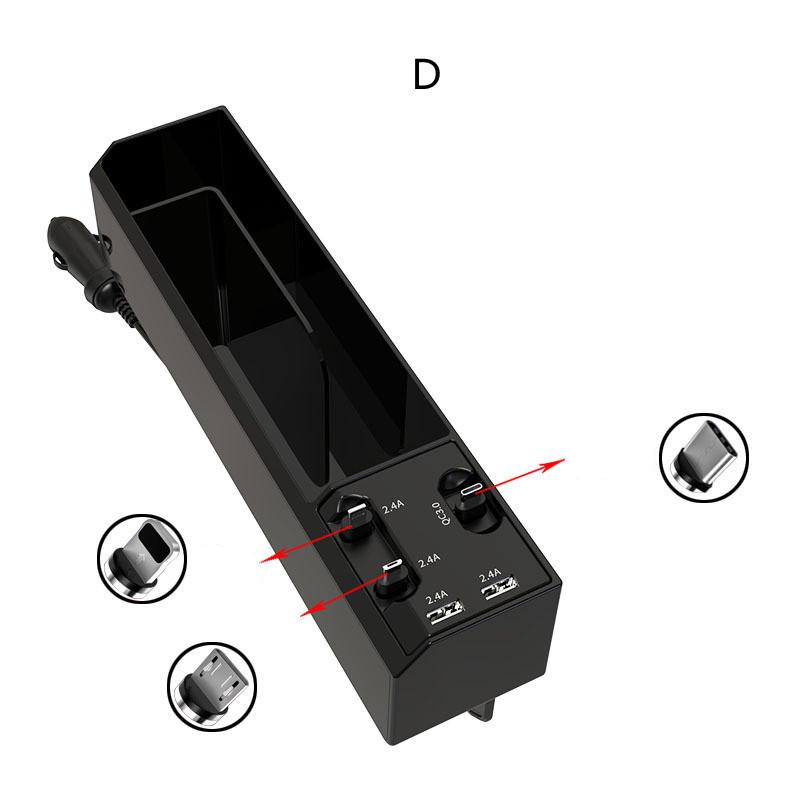 In Car Seat Slot Storage Box Charger With Retractable Cord - Image 7