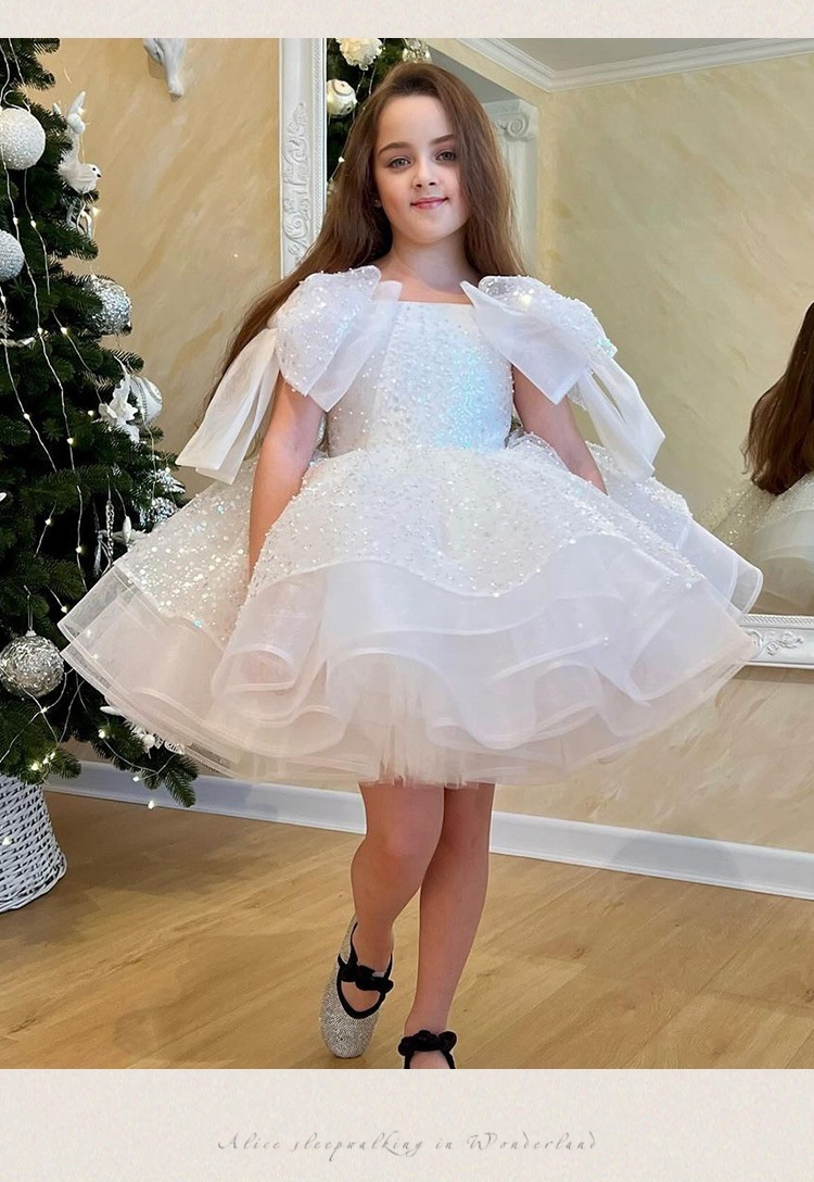 Girls' White Birthday Party Formal Dress Skirt — изображение 9