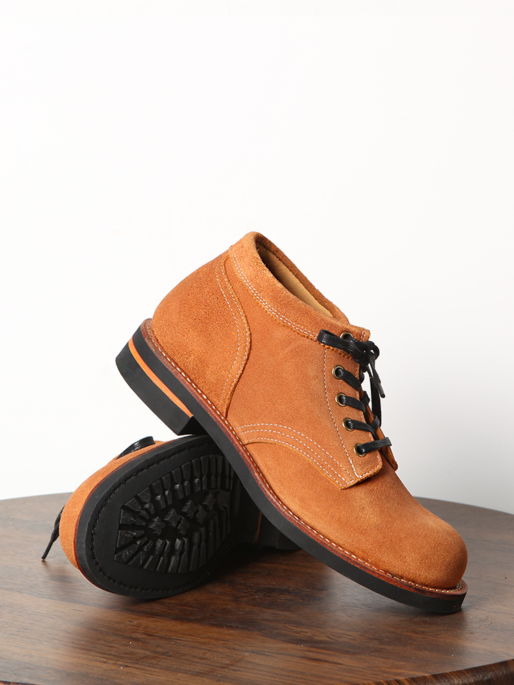 Yellow Suede First Layer Cowhide High-top Work Shoes - Image 6