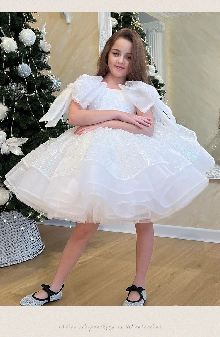Girls' White Birthday Party Formal Dress Skirt — изображение 7