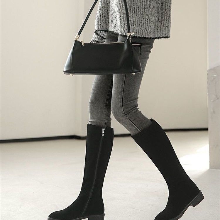 Women's Solid Color Fashion Frosted Long Martin Suede Boots — изображение 3