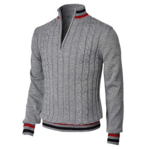 Spring And Autumn New Color Blocked High Necked Knitted Shirt - Image 5