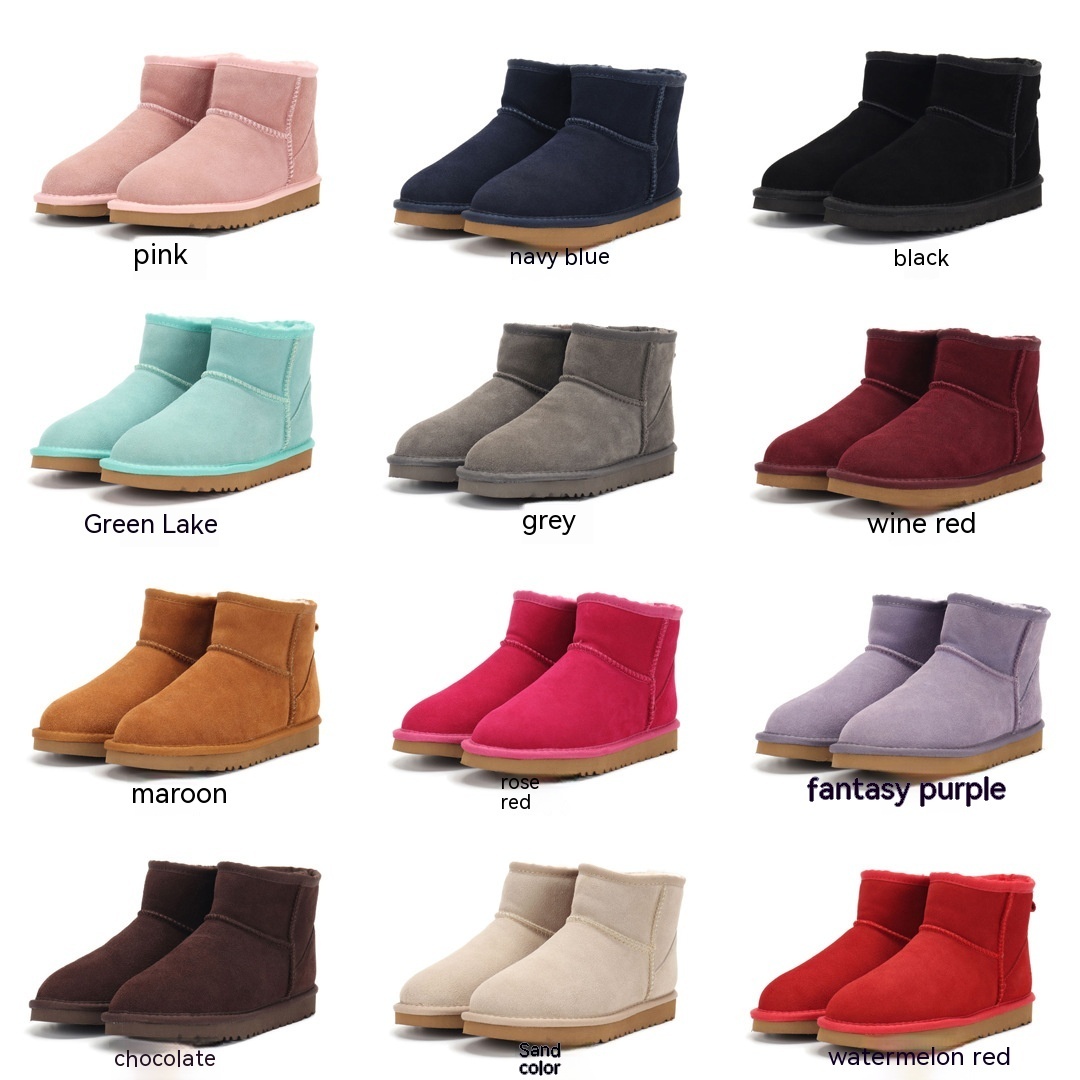 Low-cut Snow Boots Cowhide Rubber Fur Fashion Casual - Image 2