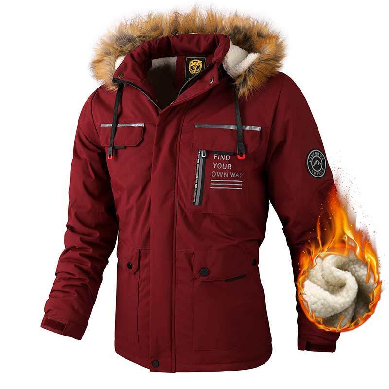 Men's Casual Hooded Jacket Parka Autumn And Winter Warm Solid Color Windproof Coat Outdoor Clothes With Multiple Pockets - Image 10