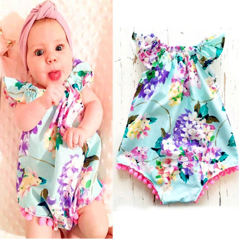 Summer Baby Crawling Clothes Girls Floral Jumpsuit Children's Clothing – Bild 5