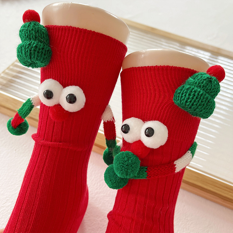 Cute Cartoon Christmas Socks Solid Cotton Middle-tube Socks For Adults And Children - Image 6