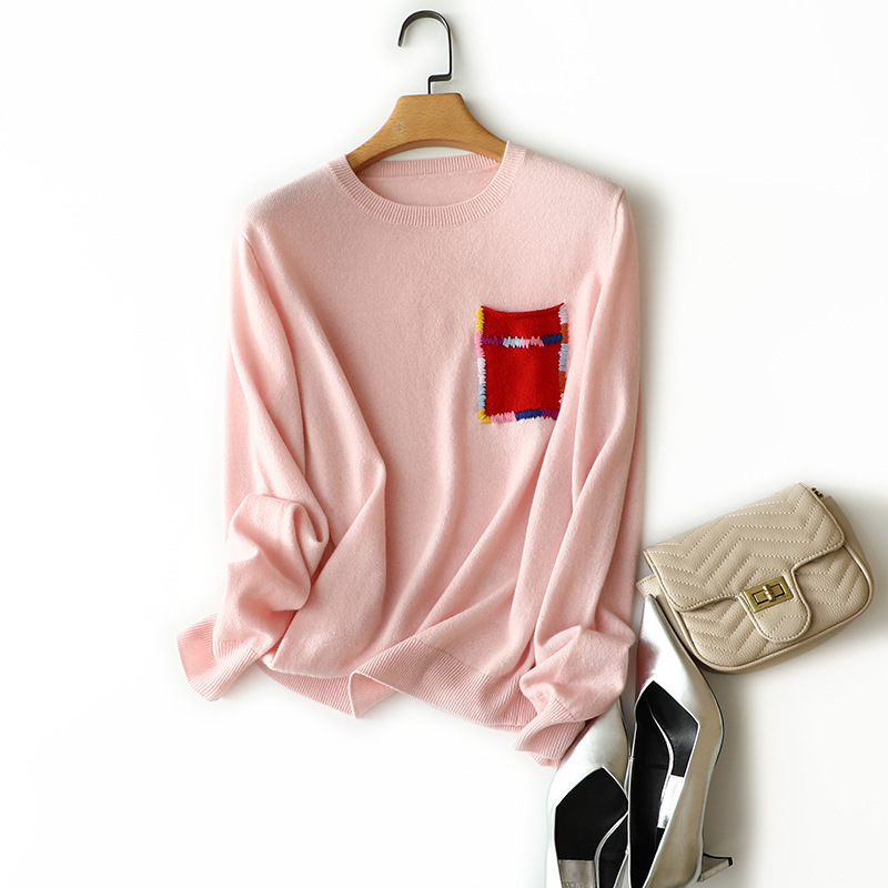 Crew Neck Bottoming Shirt Sweater Embroidery — изображение 4