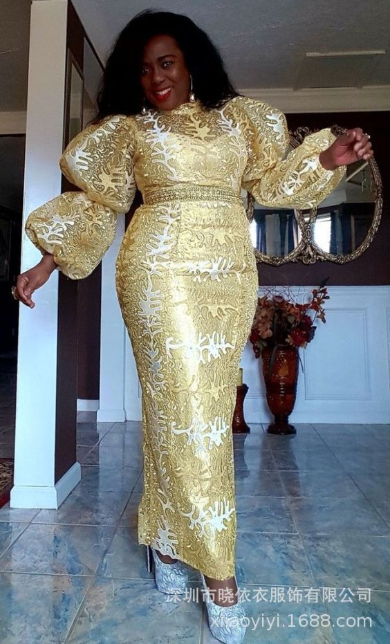 Crew Neck High Waist Puff Sleeve Ladies Dress — изображение 4