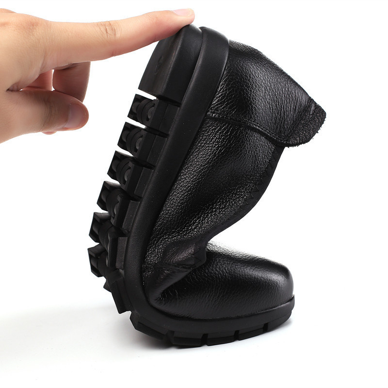 Authentic Leather Work Shoes Women's Black Non-slip Flat Work Leather Shoes - Image 4