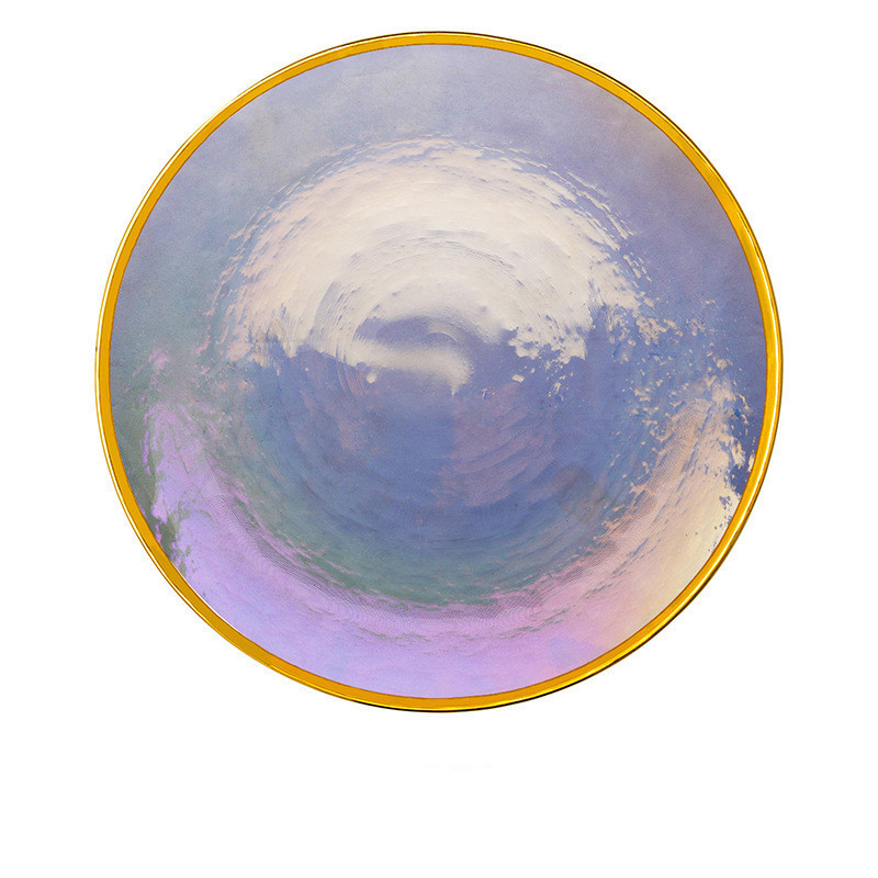 Rainbow Ion Plated Hammer Pattern Glass Plate Bowl Fruit Plate Bowl Set - Image 6