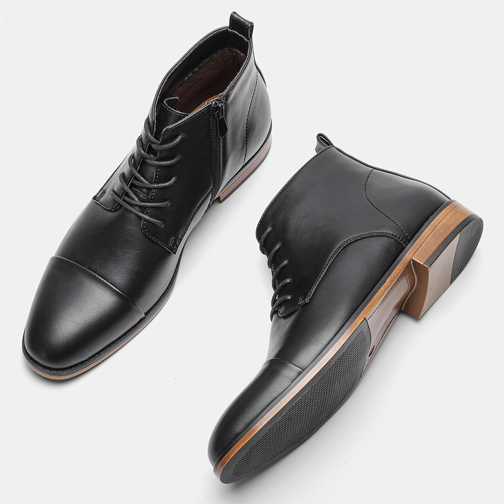 Plus Size Men's Chelsea Boots Inside Zipper Leather Boots - Image 3