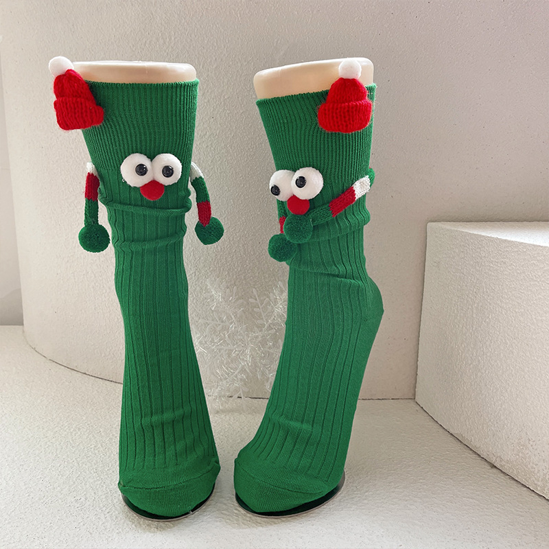 Cute Cartoon Christmas Socks Solid Cotton Middle-tube Socks For Adults And Children - Image 9