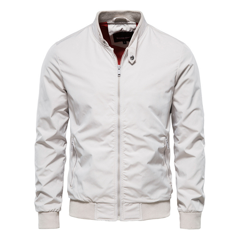 Men's Zip-up Jacket With Pockets Casual Solid Stand Collar Long Sleeve Top Outwear Clothing - Image 6