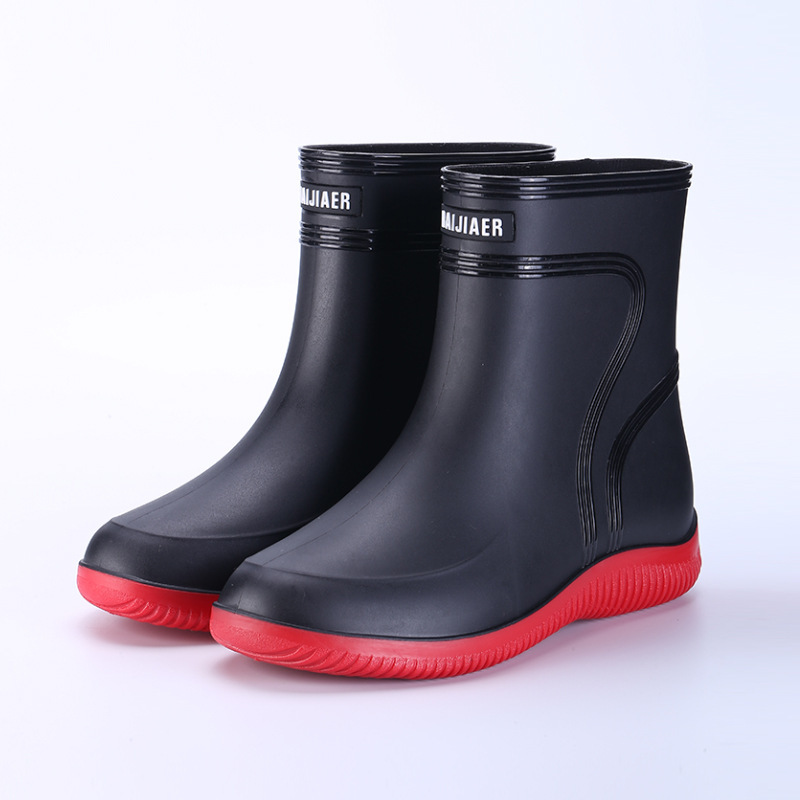 Men's Rain Mid-top Rain Boots Waterproof Non-slip Kitchen Glue Car Wash Work Shoes – Bild 8