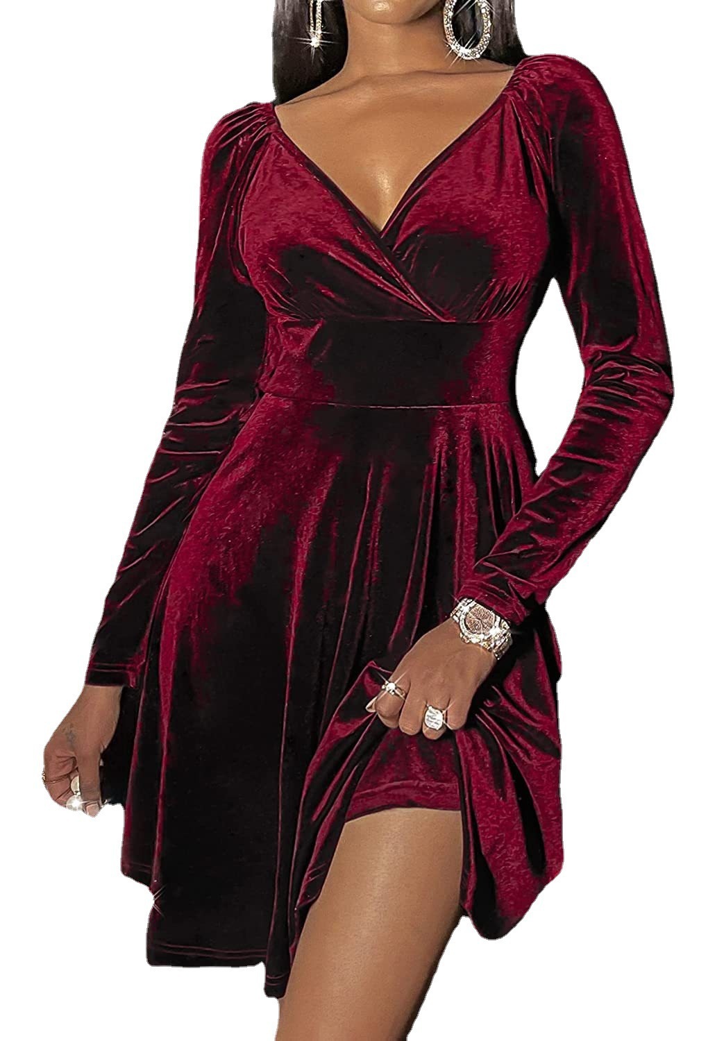 Autumn Festival Christmas Long Sleeve V-neck Dress - Image 6