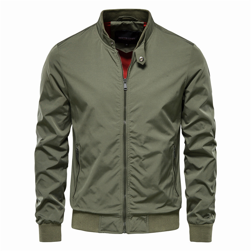 Men's Zip-up Jacket With Pockets Casual Solid Stand Collar Long Sleeve Top Outwear Clothing - Image 4