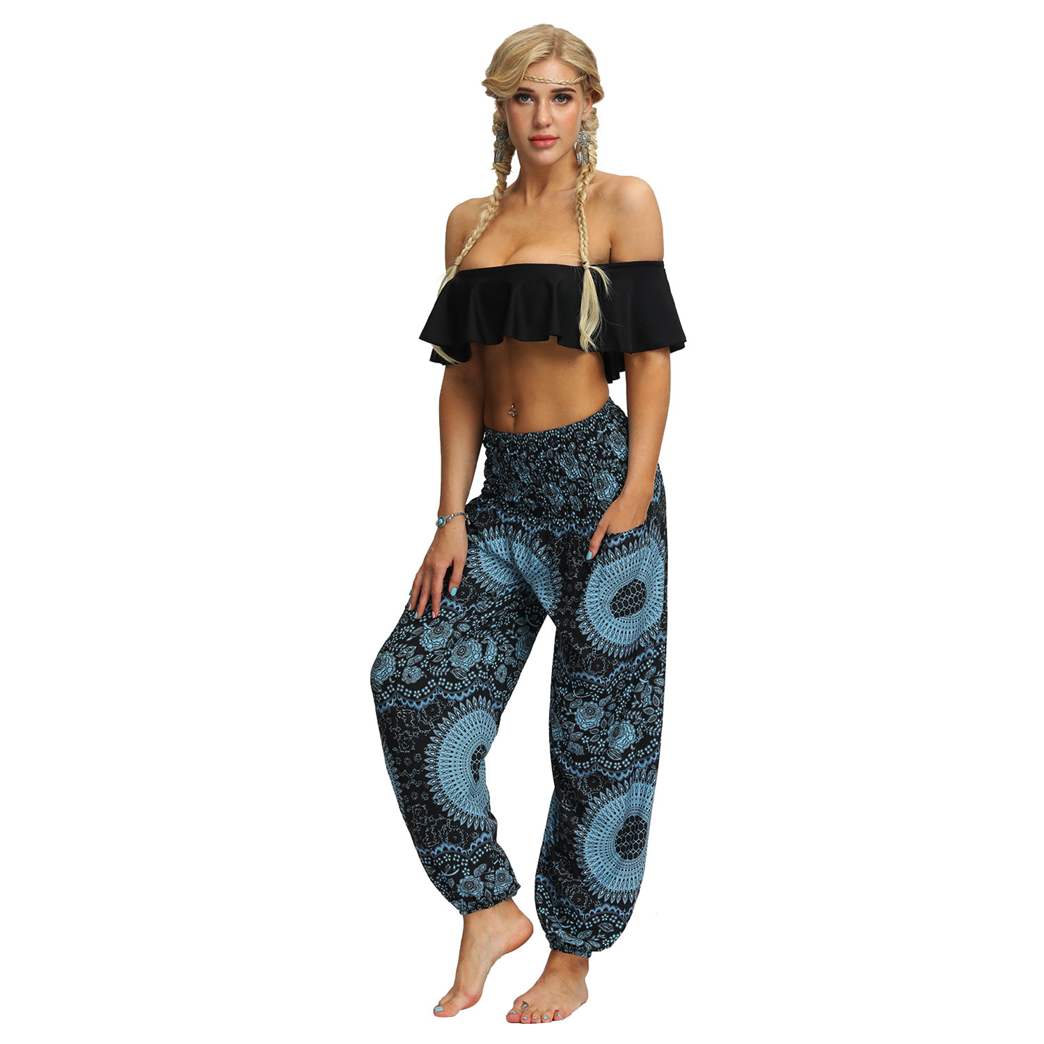 Women's Ethnic Sports Print Yoga Pants - Image 7