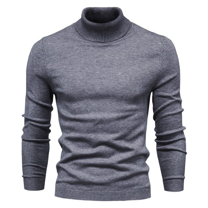 Winter Turtleneck Sweater Fashion Slim Fit Solid Color Pullover Knitted Top Men's Clothing – Bild 9