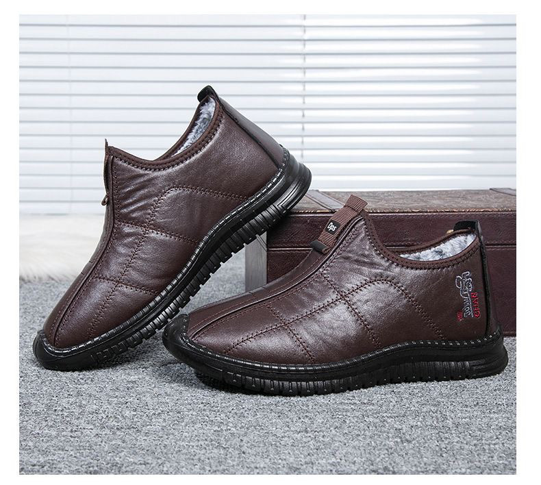 Winter Men's Warm Velvet Padded Thickened Waterproof Non-slip Elderly Cotton Boots - Image 4