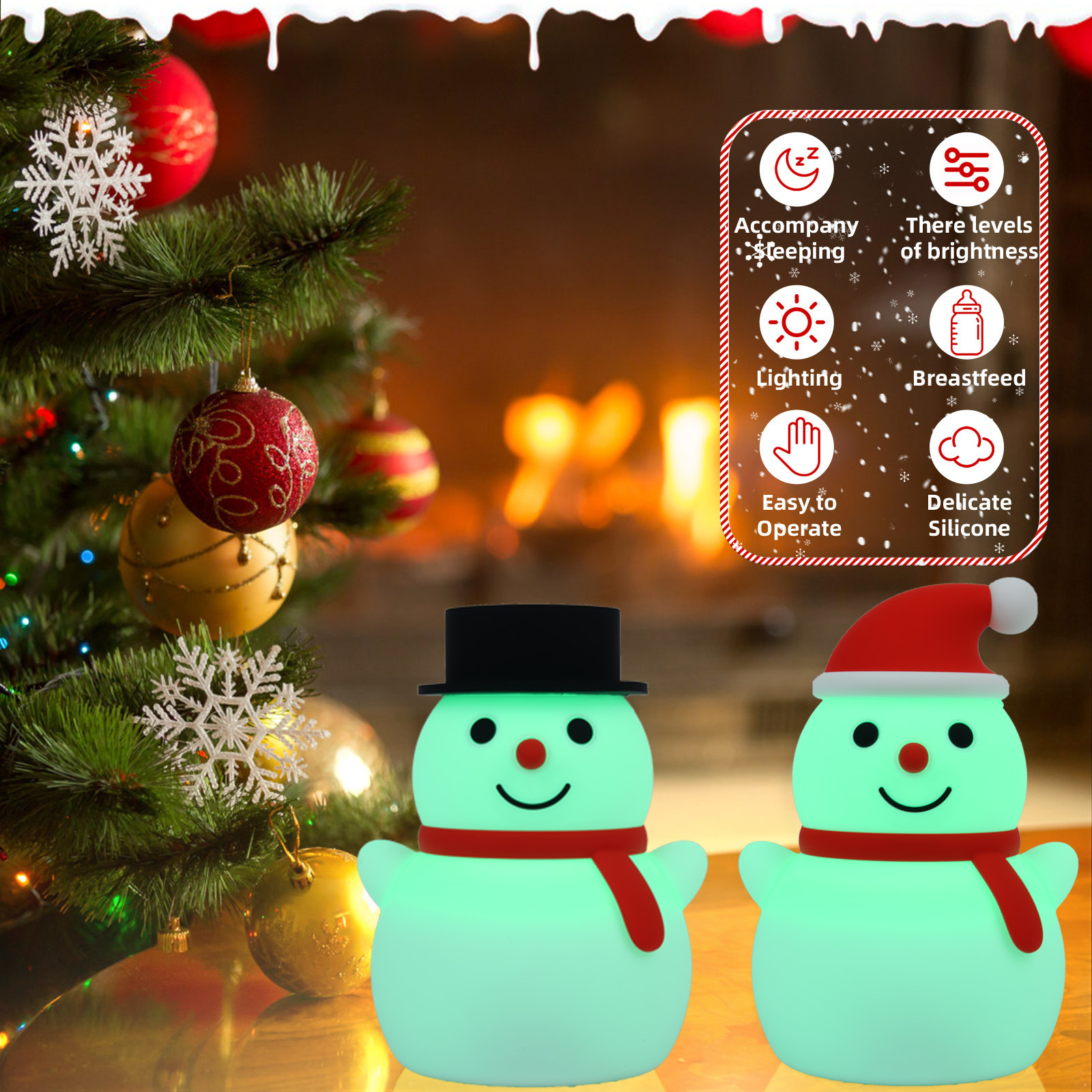 Christmas Ice Man Silicone Pat Lamp Remote Control Ambience Light - Image 4