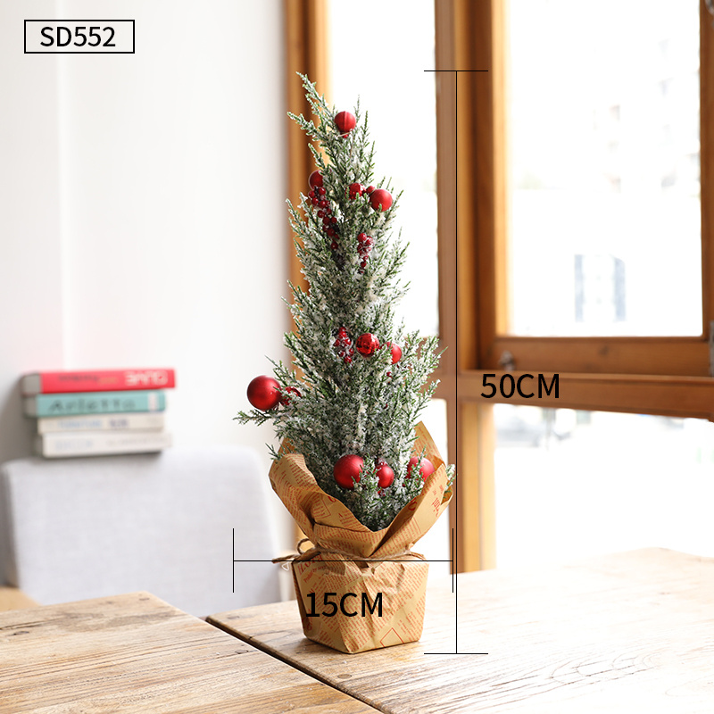 Desktop Christmas Tree Small Mini Ornaments Potted Plants – Bild 2