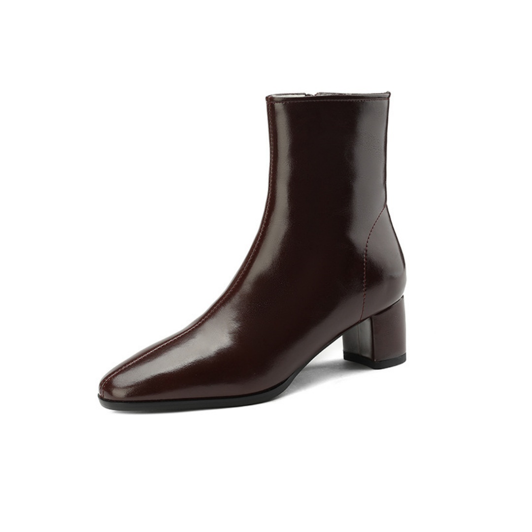 Women's Short Boots, Chunky Mid-heel, Thick Fur Snow Boots, Cotton Boots - Image 5