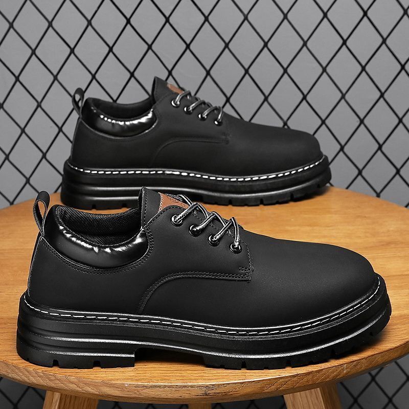 Autumn New Breathable Martin Men's Platform Leather Shoes Casual Boots - Image 7