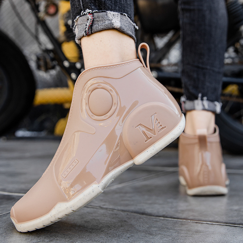Motorcycle Rain Boots Men's Summer Youth Outdoor Non-slip Wading Shoes Fashion Low Top Flat Work Shoes Rubber Shoes - Image 5