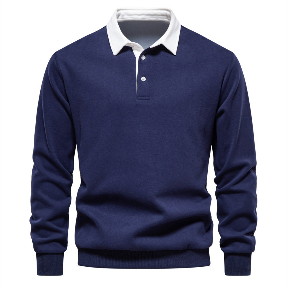Men's Fashion Casual Versatile Long Sleeves Polo Collar Sweater - Image 7