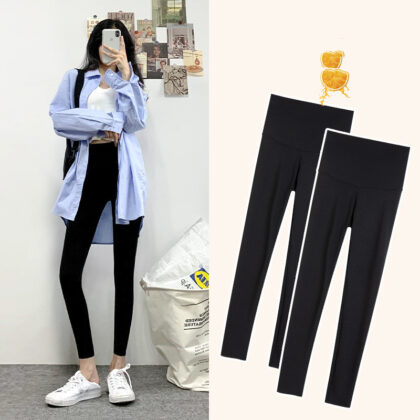 Wear High-waisted Tight-fitting Abdomen Hip-lifting Stovepipe Yoga Spring And Autumn Thin Black Pants