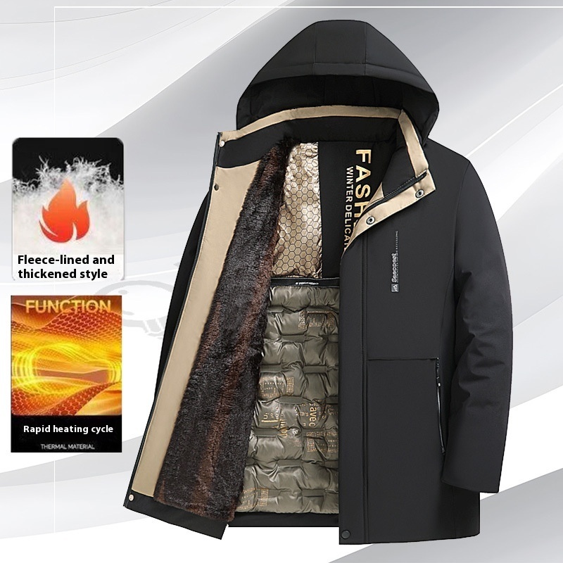 Fleece-lined Thickened Cotton-padded Coat Men's Warm Coat — изображение 2