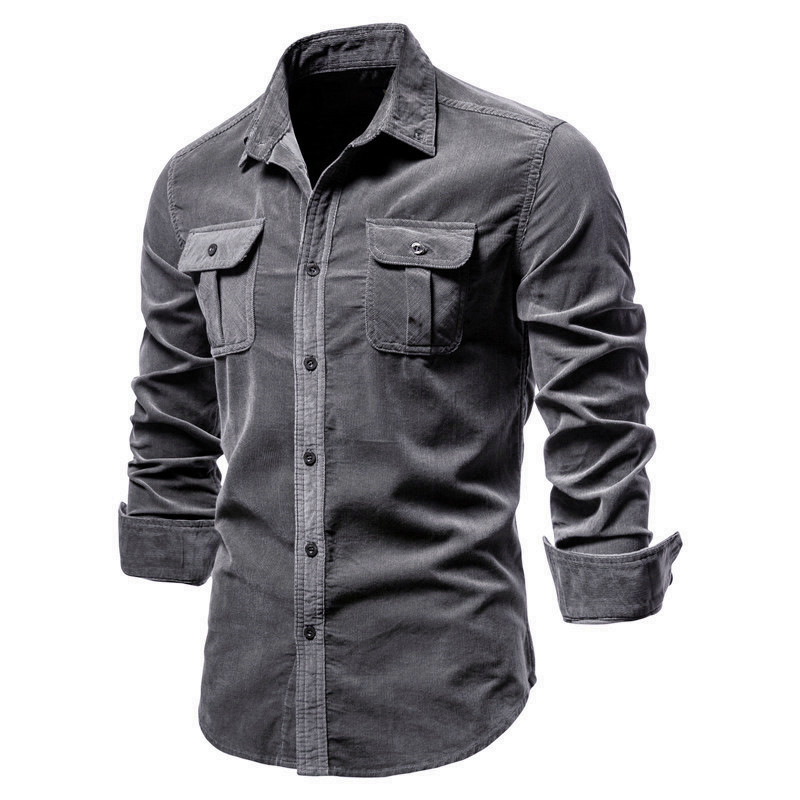 Cotton Japanese Corduroy Slim Casual Men's Shirt - Image 4