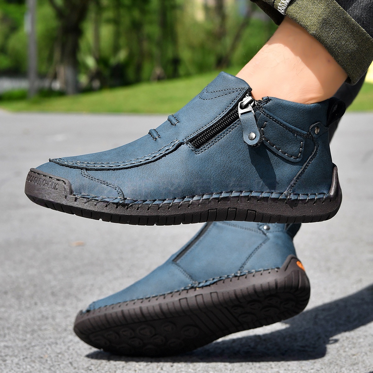 Men's Flats Ankle Boots Fashion Casual Side-zipper Boot Temperament Commuter Shoes - Image 3