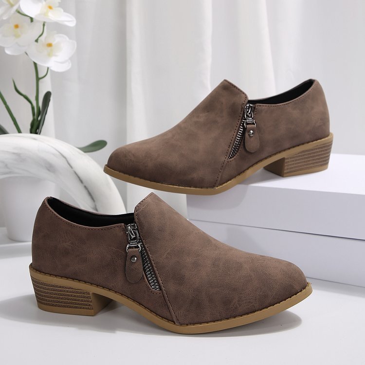 Plus Size New Side Zipper Square Heel Commuter Shoes Boots - Image 7