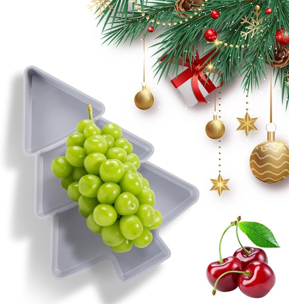 Christmas Tree Shaped Fruit Platter Creative Plates Storage Box Dried Fruit Snack Plates Divided Candy Dessert Plate Container - Image 2