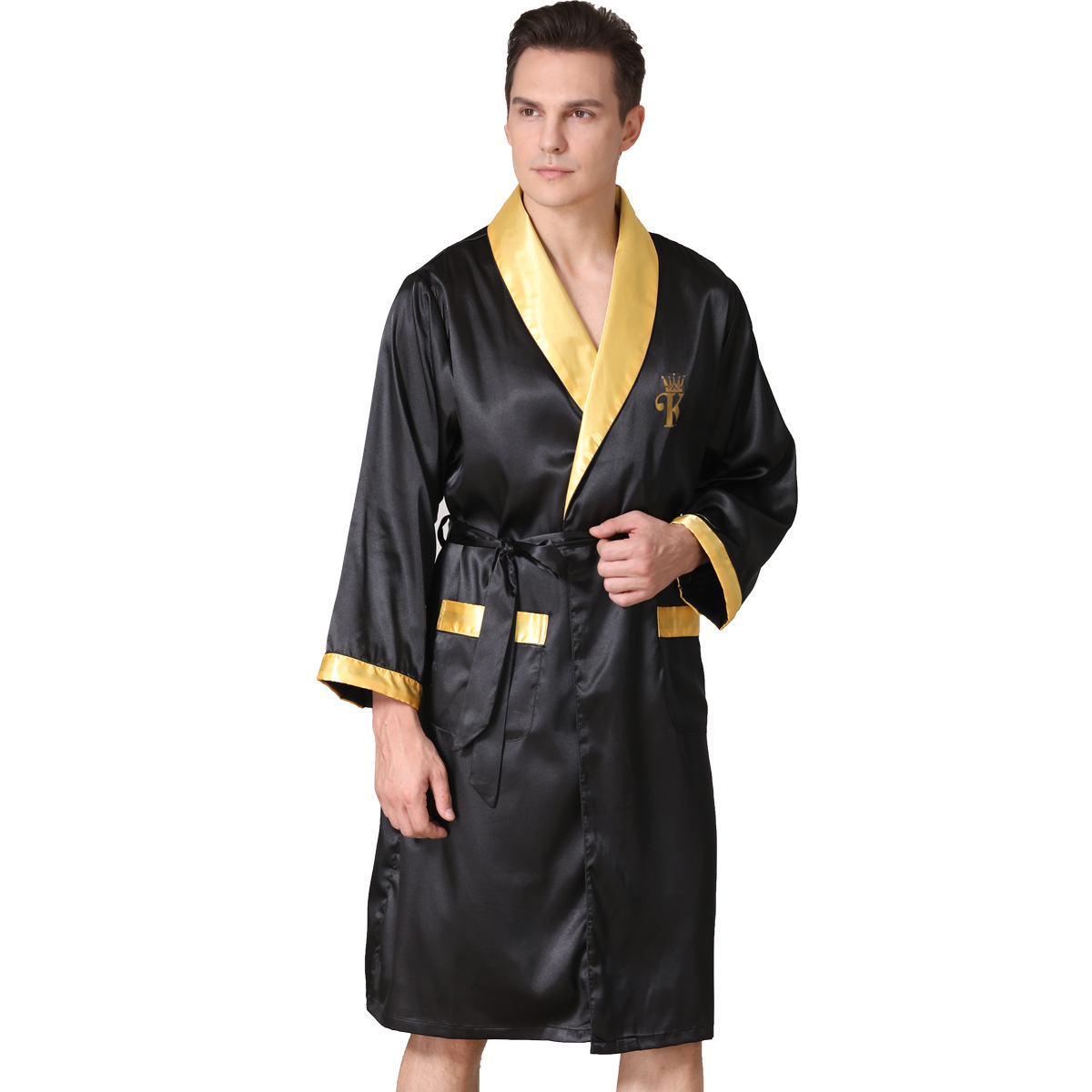 Men's Summer Silk Bathrobe Nightgown – Bild 6