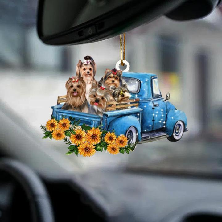 Hot Sale Happy Puppy Sunflower Truck Acrylic Car Pendant Hanging Ornament Interior Decor For Vehicle Interior Decoration - Image 9